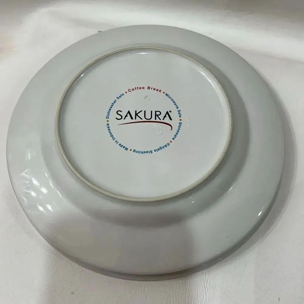 Sakura Coffee Break Plates set 4 Paris Cafe New York Caffe Expresso 8 In Round